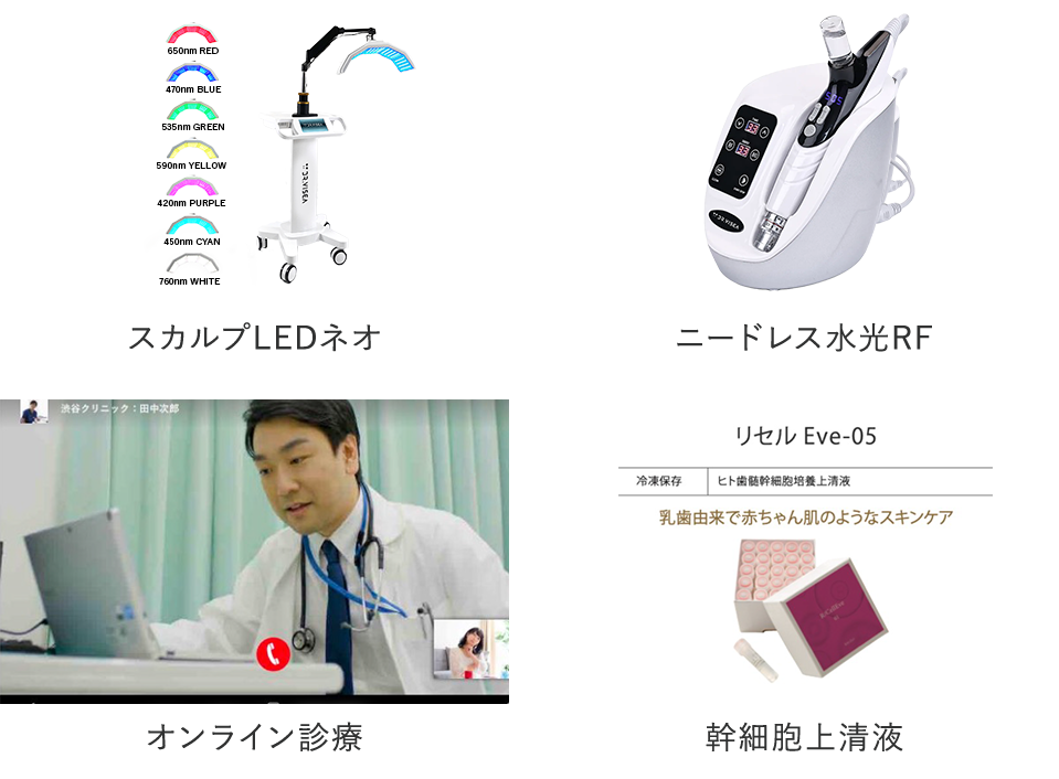 スカルプLEDネオ ニードレス水光RF オンライン診療 幹細胞上清液